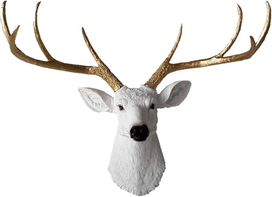YJ Home Larger Faux Deer Head - Rustic Wall Decor Deer Antlers,Faux Taxidermy Animal Head Wall De... | Amazon (US)