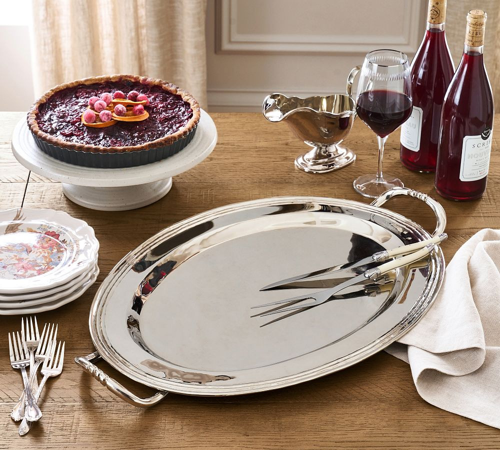 Heritage Silver Oval Turkey Platter | Pottery Barn (US)