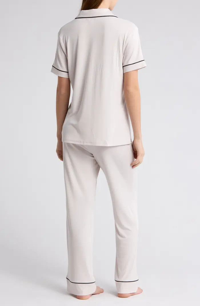 Ribbed Short Sleeve Top & Pants Pajamas | Nordstrom Rack