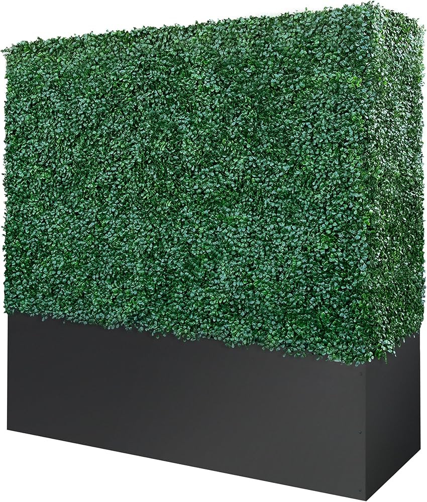 Artificial Boxwood Hedge Wall with Planter Box, Greenery Boxwood Fake Grass Backdrop Divider, Out... | Amazon (US)