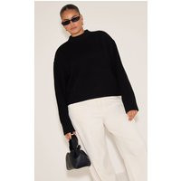 Plus Black Knit High Neck Crop Jumper | PrettyLittleThing UK
