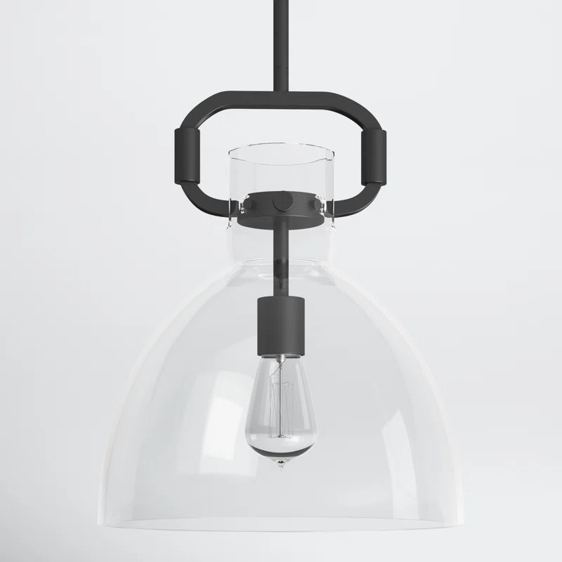 Shay Single Light Glass Steel Dimmable Pendant | Wayfair North America