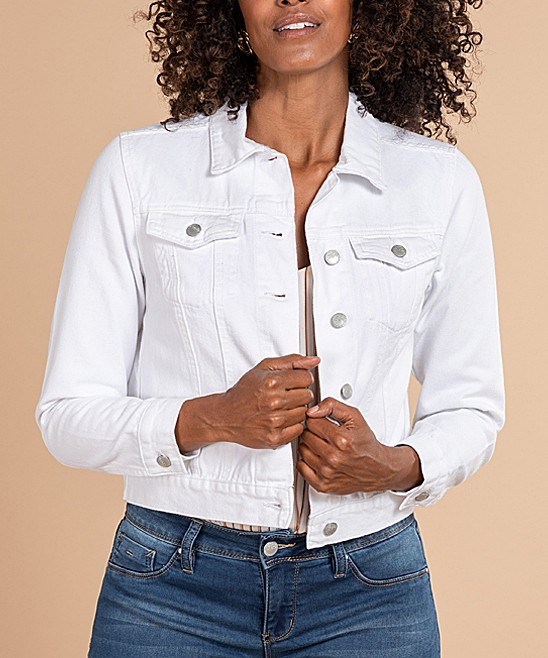 White Denim Jacket - Women | Zulily