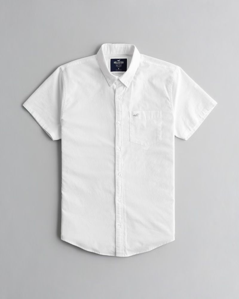 Men's Short-Sleeve Stretch Oxford Shirt | Men's Tops | HollisterCo.com | Hollister (US)