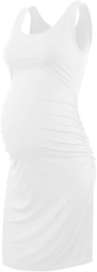 Liu & Qu Women's Maternity Sleeveless Tank Dresses Side Ruching Bodycon Dress for Daily Wearing o... | Amazon (US)