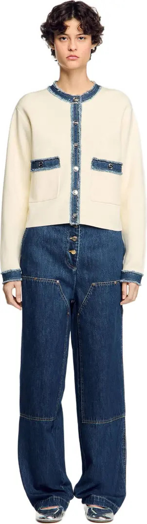 Cardigan with denim details | Nordstrom