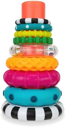 Sassy Stacks of Circles Stacking Ring STEM Learning Toy, Age 6+ Months, Multi, 9 Piece Set | Amazon (US)