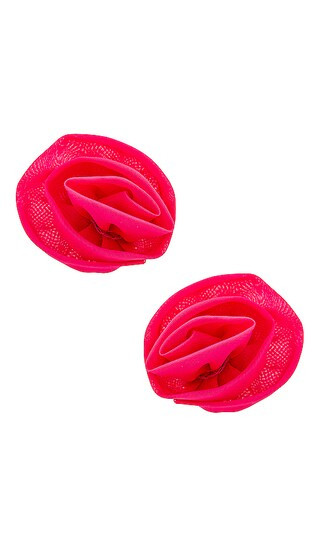 Rosette Earring in Rose | Revolve Clothing (Global)