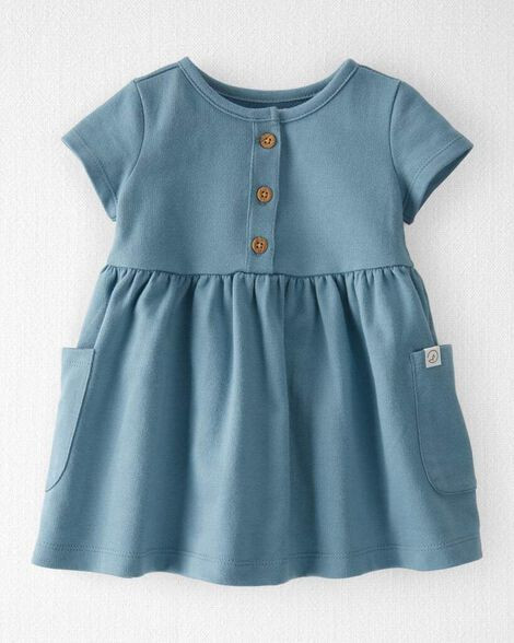 Little Planet Baby Girls Organic Cotton Pocket Dress In Cottage Blue Baby Size NB Cottage Blue | Carter's Inc
