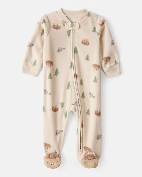 Baby Boy Buffalo Print Loose Fit Long-Sleeve Sleep & Play Pajamas - Brown | Carter's Inc