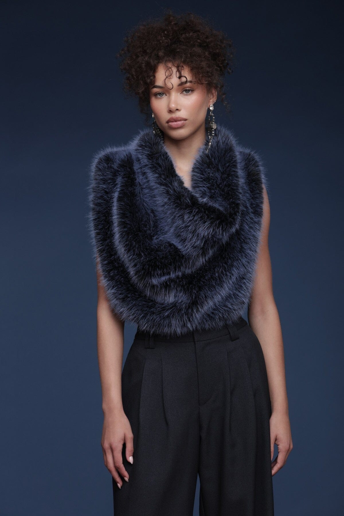 Cowl Neck Faux Fur Crop Top | Avec Les Filles