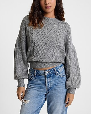 Shine Cable Knit Laced Back Sweater | Express