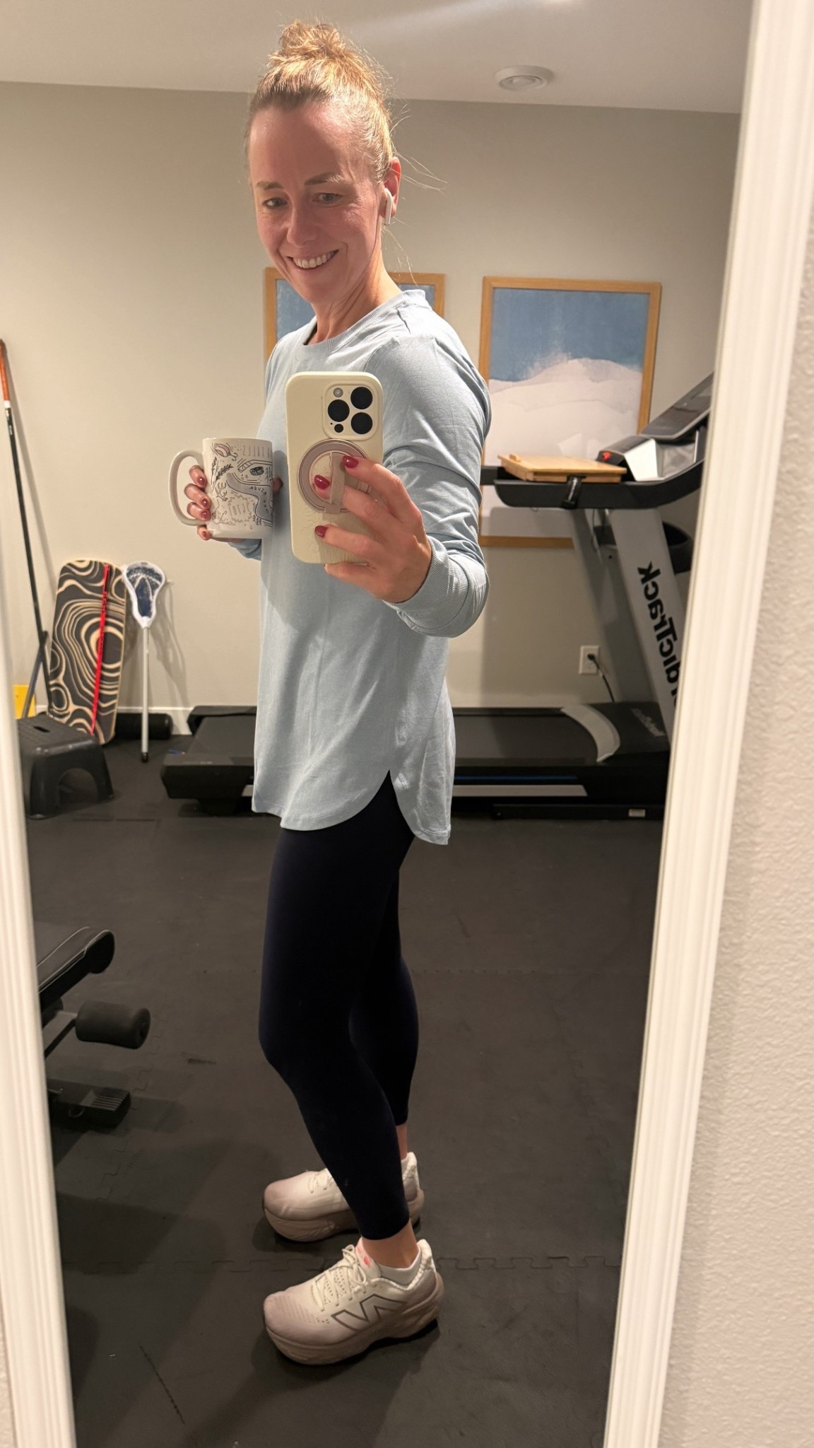 Snagged this RBX long sleeve at Marshall’s recently.  

The fabric reminds me of Vuori but at Marshall’s price point.  

I’m in a medium it this light dusty blue color.  It has the thumb holes and is longer in length!  Only $12 at Marshall’s but limited sizing remains.  I linked to the RBx site too with lots of fun colors.  

Underneath I have another TBX tank I shared last week and this is paired with my favorite high rise elation leggings from Athleta.  

Still living the new balance 1080’s.  

#LTKOver40 #LTKFindsUnder50 #LTKActive