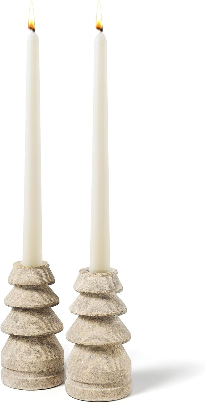 WORHE Marble Candle Holders Set of 2 - Natural Stone Candlestick Holder for Wedding, Dining Table... | Amazon (US)