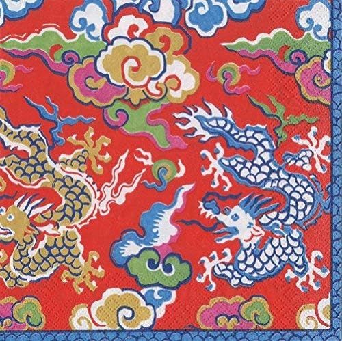 Chinese Dragon Decorations Cocktail Napkins Gold & Red Paper Napkins Holiday Party Pk 40 | Amazon (US)