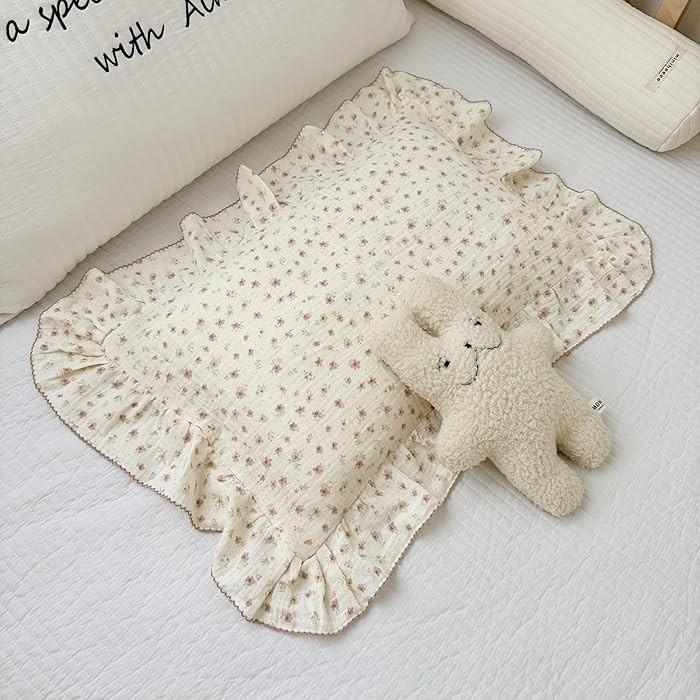 BuLuTu 2-Layer Cotton Muslin Toddler Pillowcases for Girls Boys Floral Pillow Cover Decorative Pi... | Amazon (US)