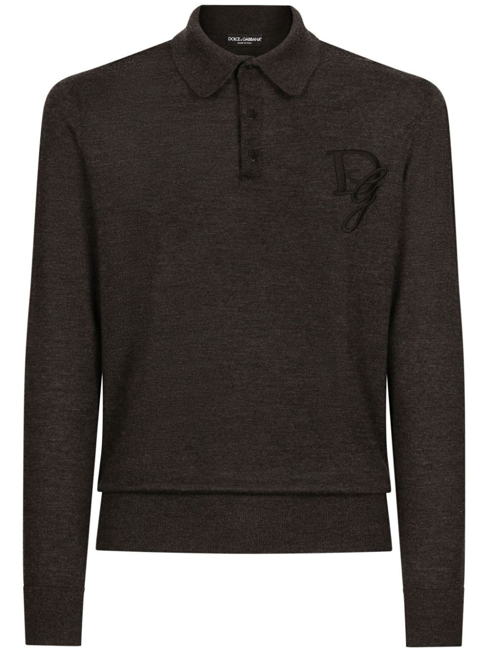 Dolce & Gabbana logo-embroidered cashmere polo shirt - Grey | Farfetch Global