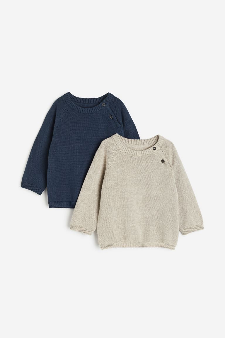 2-pack Fine-knit Sweaters - Green/light gray - Kids | H&M US | H&M (US + CA)