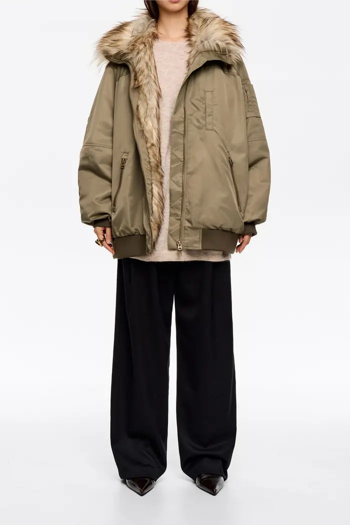 Fur-Lined Padded Bomber | Nordstrom