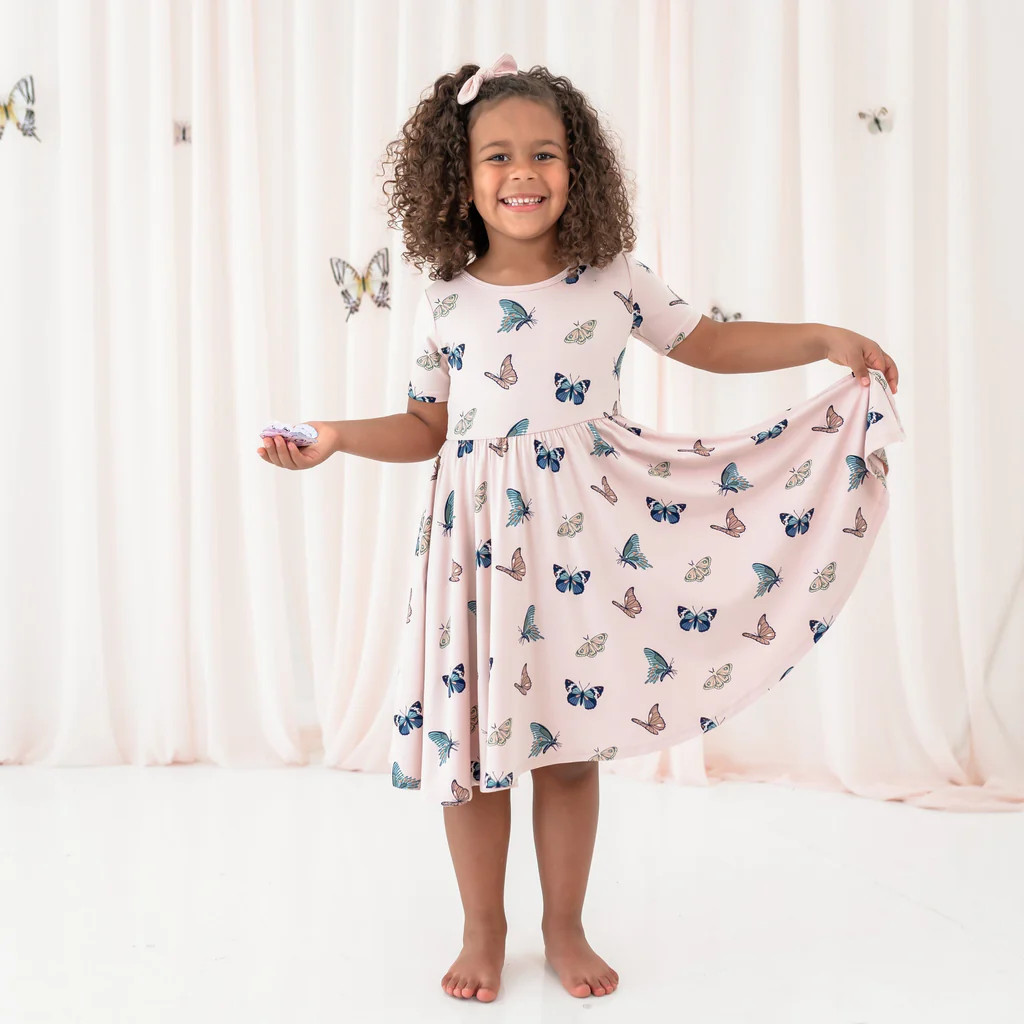 Twirl Dress in Blush Butterfly | Kyte BABY