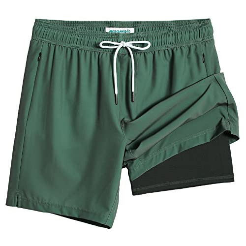 maamgic 2 in 1 Mens Swim Trunks 7 Inch Swim Shorts Swim Suits Board Shorts | Amazon (US)