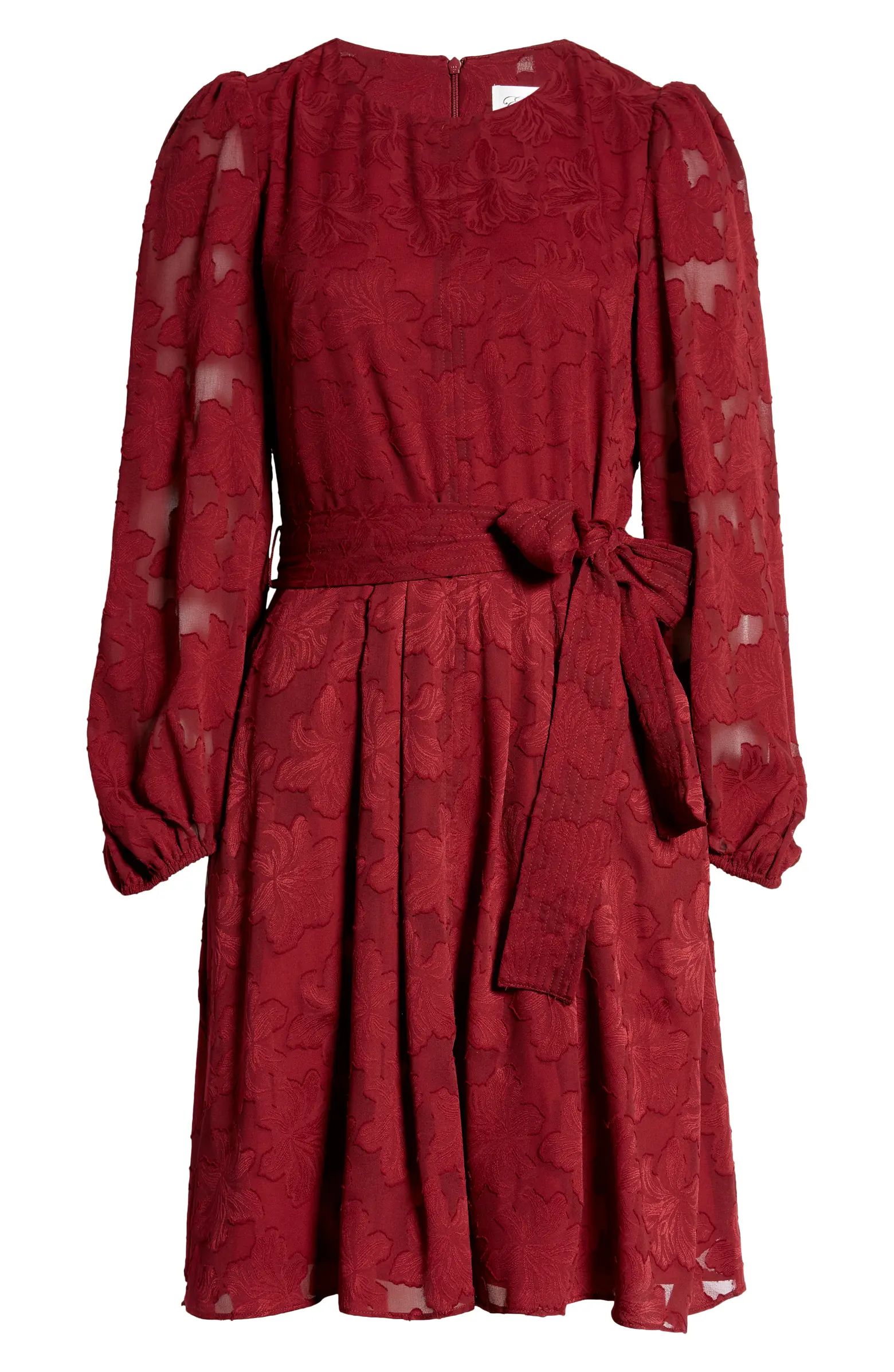 Eliza J Floral Burnout Long Sleeve Fit & Flare Dress | Nordstrom | Nordstrom