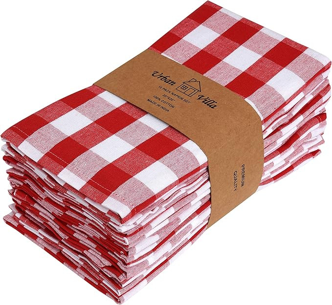 Urban Villa Buffalo Check Plaid,Premium Quality,Dinner Napkins, 100% Cotton, Set of 12, Size 20X2... | Amazon (US)