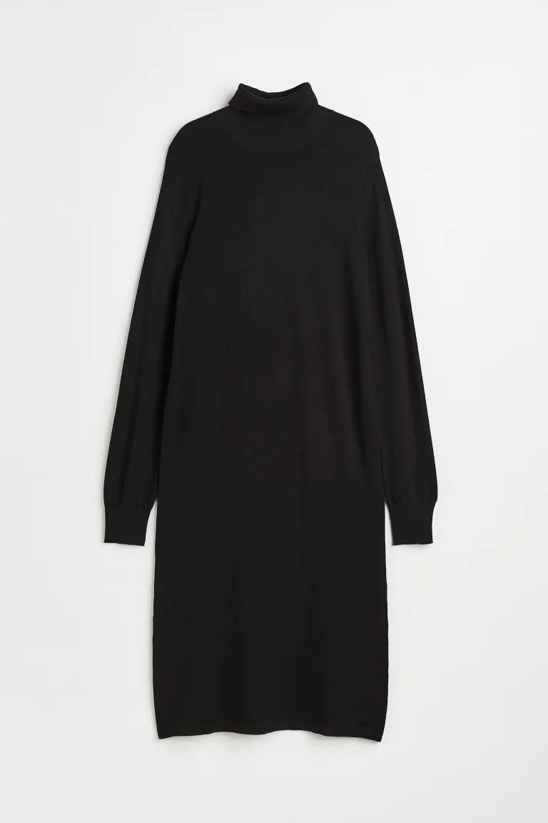 Fine-knit Turtleneck Dress - Black - Ladies | H&M US | H&M (US + CA)