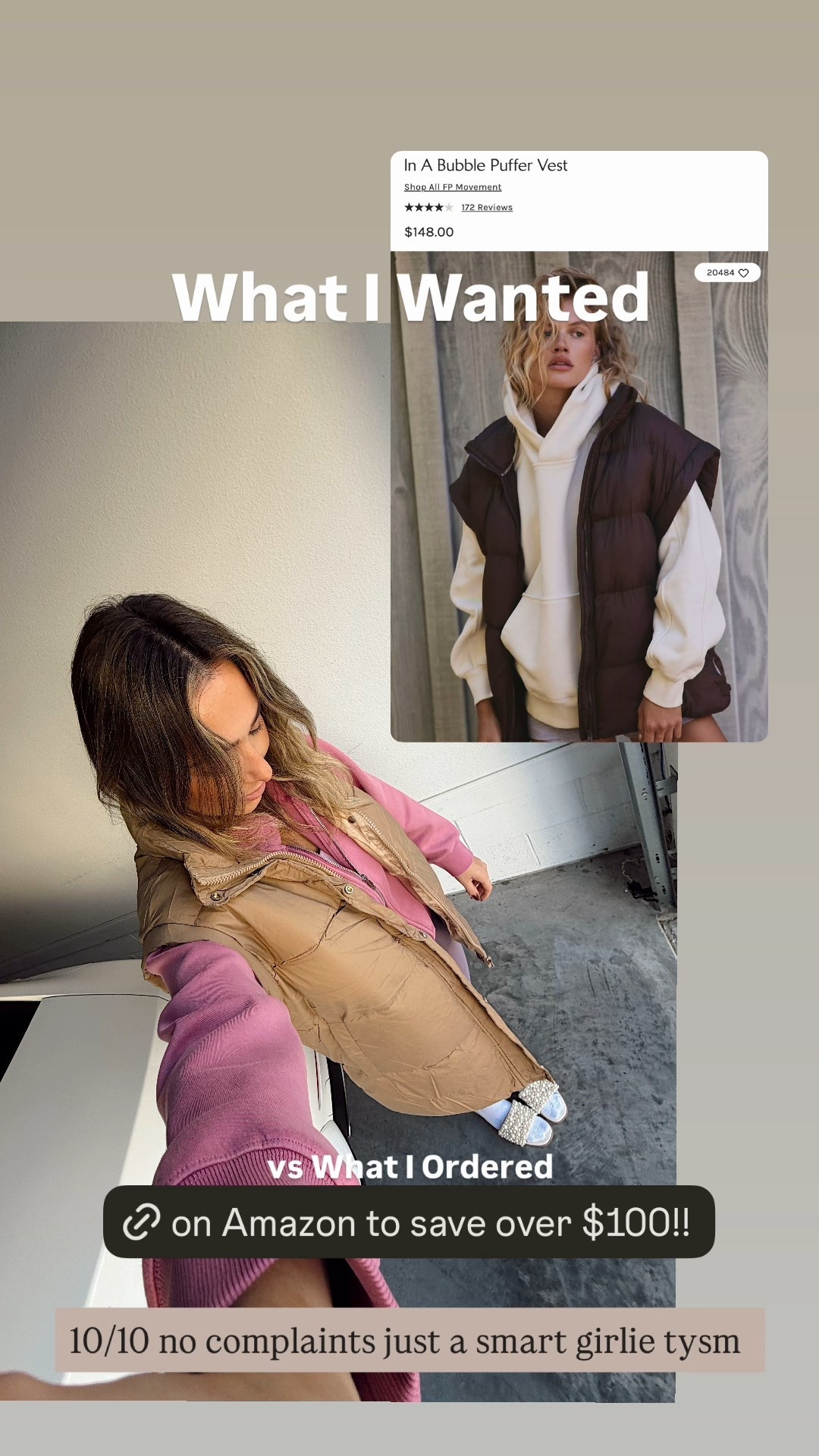 Amazon find that’s free people movement inspired!! Love the look of an oversized puffer vest but couldn’t justify the price. Found this look for less on Amazon and it’s great!!! Wearing small  

#LTKmorningroutine #LTKFindsUnder50 #LTKSaleAlert