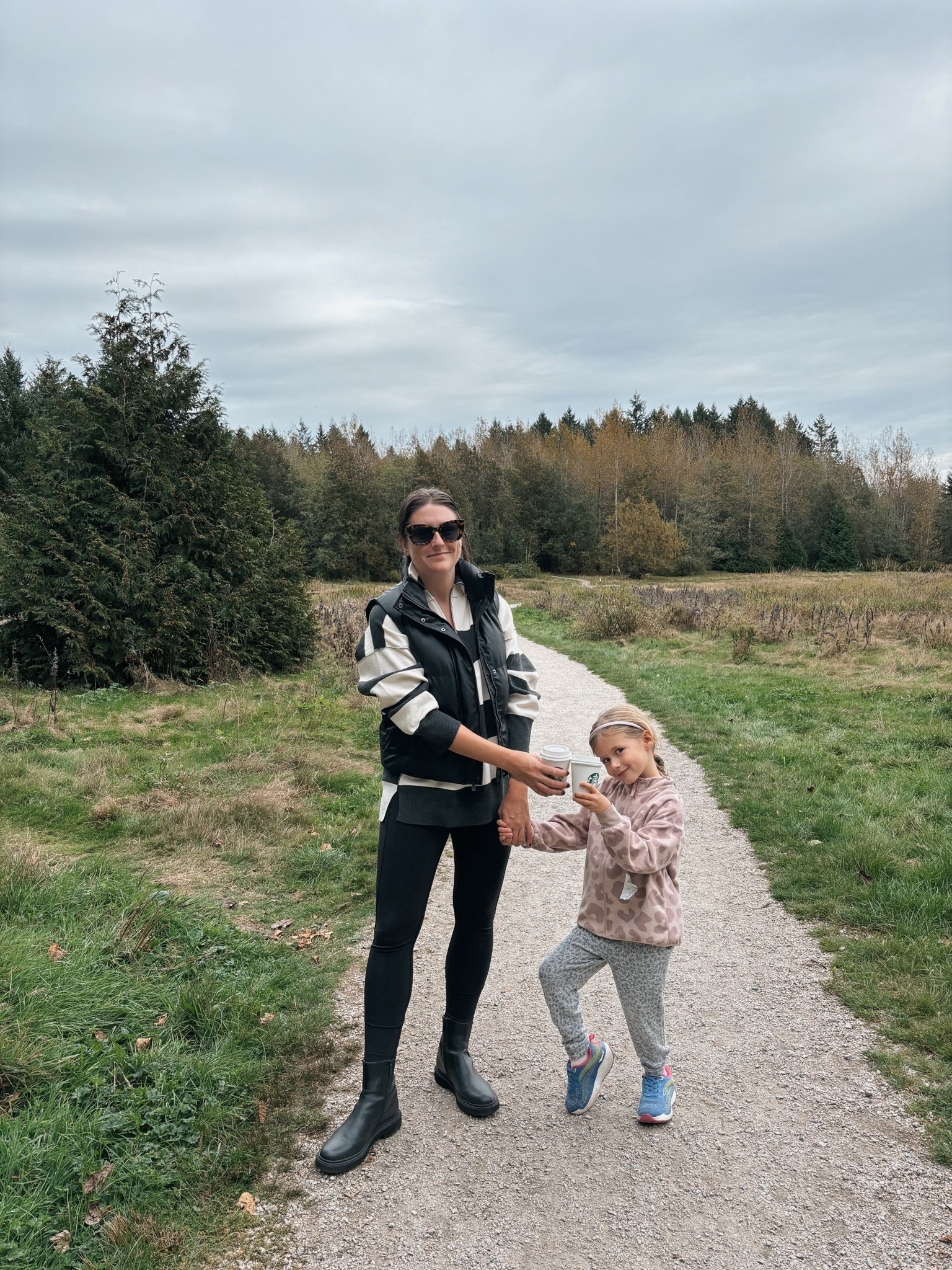 Just doing basic fall things! 🍂 Can we count this as our fall family photos? 😂 I’m now officially living in my Free People Coastal Stripe Pullover (I’m wearing the carbon champagne in XS, I size down one size) and Lululemon Align leggings. This is my new go-to fall outfit, and I’m totally okay with it. It’s casual and perfect for weekend wear and is super cozy. I finished it off with my new fave faux leather puffer vest from Target overtop for some extra warmth (I’m wearing a small).  My goodness, I love fall fashion! #ootd #wiw

#LTKMidsize #LTKFindsUnder50 #LTKStyleTip
