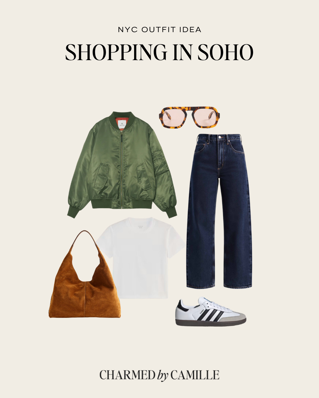 An easy NYC outfit idea for shopping in Soho! This bomber is a great layer for spring and early summer and these low rise jeans are a new favorite. 

 #LTKootd #LTKSeasonal