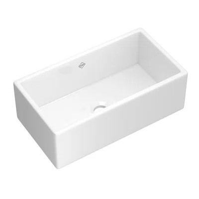 Shaker 33" Single Bowl Farmhouse Apron Front Fireclay Kitchen Sink | Wayfair North America