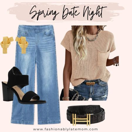 Amazon Spring Date Night outfit idea!

Fashionablylatemom 
Women’s knit top
Women’s casual summer top
Women’s fashionable belts
Women’s gold knot earrings
PRETTYGARDEN
Women's Summer sleeveless blouse
Women’s denim
Women’s summer distressed denim
Cuffed jeans
Tom’s wedges
Summer wedges
Women’s gold earrings
Summer earrings
Gold dangle earrings
Wide leg denim
Light wash denim

#LTKstyletip #LTKSeasonal #LTKsalealert