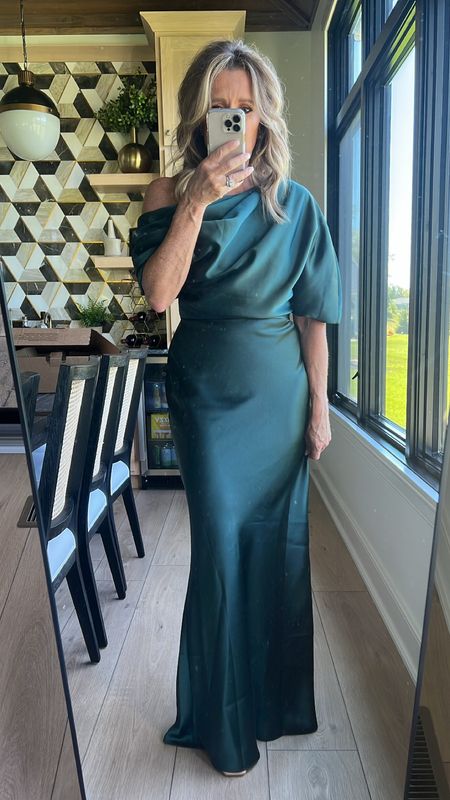 Fall mother of the bride or mother of the groom dress ✨ mother of the bride gown, green mother of the bride dress, fall wedding gown, over 40 evening gown, special occasion dress, dress for event 

#LTKSeasonal #LTKwedding #LTKover40