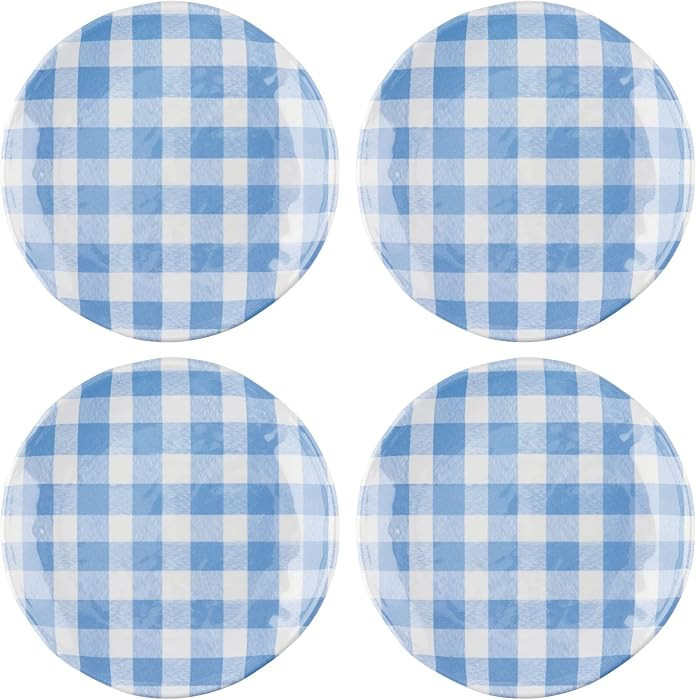 UP Gingham Melamine Round Dessert Plates, Small Serving Plates, for Appetizer, Snacks, and Side D... | Amazon (US)