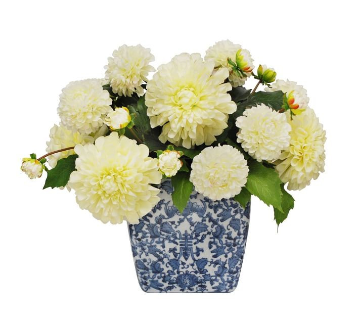 Faux Dahlia In Printed Planter | Pottery Barn (US)