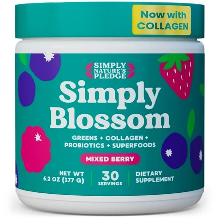 Simply Blossom Daily Greens & Superfood Powder for Women – Collagen + Probiotics for Digestion, Bloating Relief & Energy – 48 Organic Nutrients, Gut Health Support – Mixed Berry, 30-Day SupplySimply | Walmart (US)