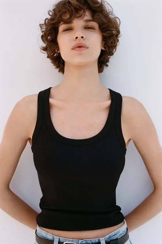 RIBBED STRAPPY TOP | Zara US