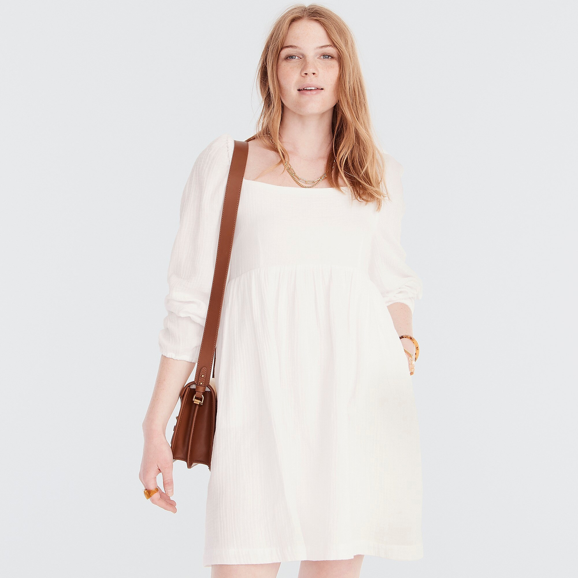 Squareneck soft gauze dress | J. Crew US