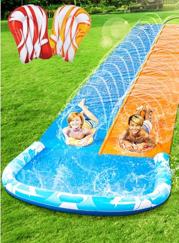 JOYIN 22.5ft Water Slides and 2 Bodyboards, Lawn Water Slide Summer Slip Waterslides Water Toy with Build in Sprinkler for Backyard Outdoor Water Fun for Kids | Amazon (US)