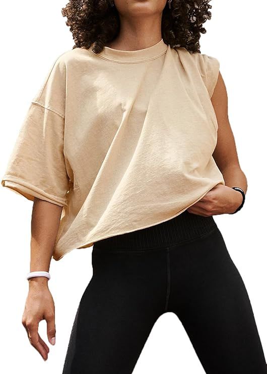 Women's Summer Short Sleeve Crop Tops Casual Basic Cotton Athletic Yoga Running T-Shirts | Amazon (US)