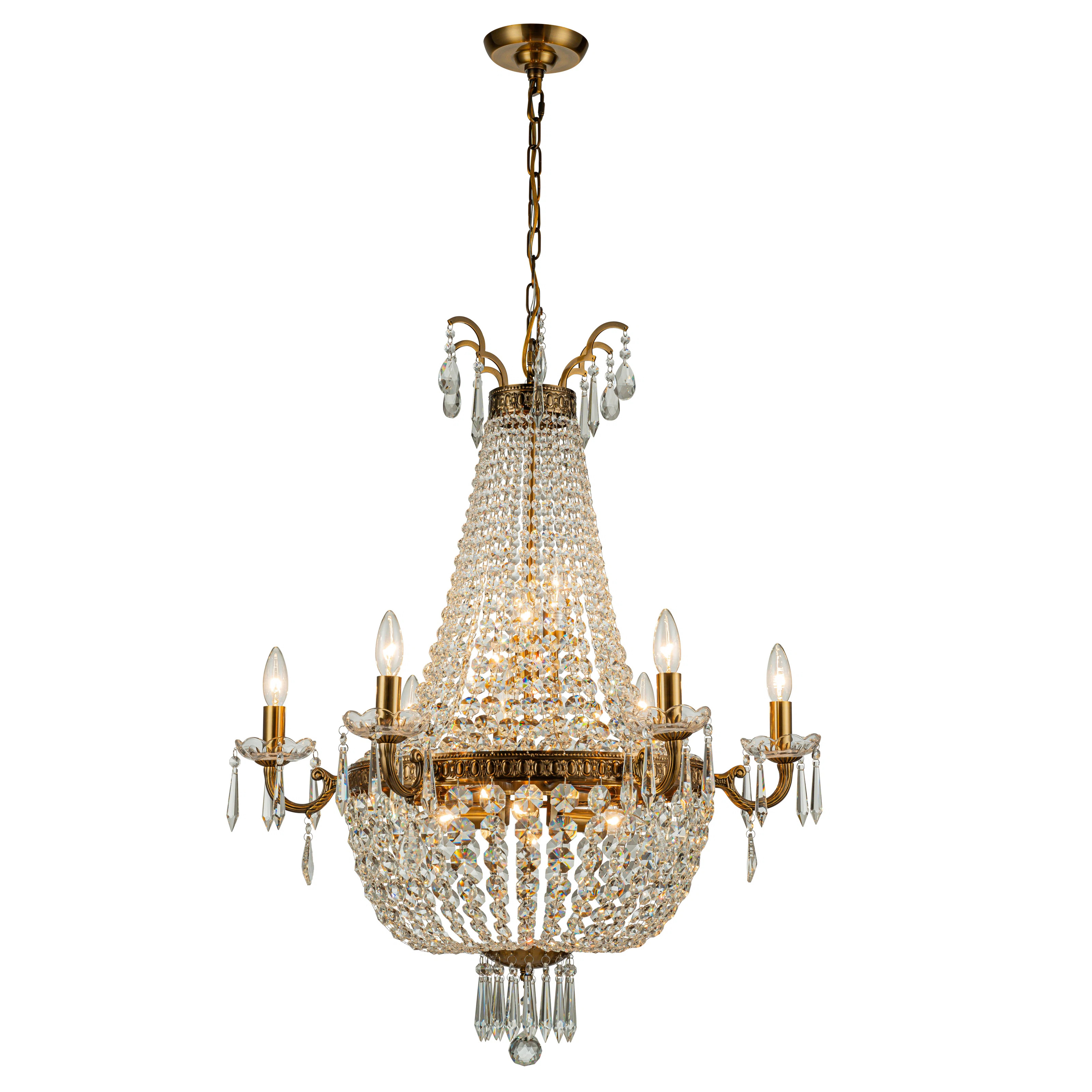 Jerrett Classic Elegance 12-Light Antique Bronze Empire Candlestick Crystal Chandelier | Wayfair North America