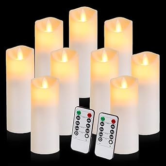 Aignis Flickering Flameless Candles with 10-Key Timer Remote, Exquisite Decor Battery Operated Ca... | Amazon (US)