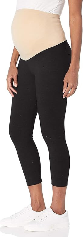 Motherhood Maternity Women's Maternity Essential Stretch Crop Length Secret Fit Belly Leggings | Amazon (US)