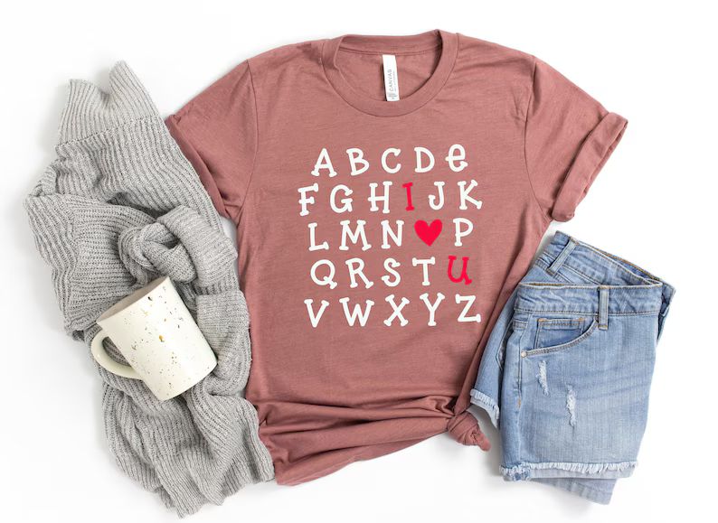 Teacher Valentine Shirt. I Love U Shirt. Love Shirt. I love you Shirt. alphabet i love you shirt.... | Etsy (US)