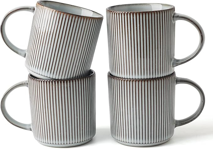 famiware Coffee Mug Set for 4, Star 12 oz Catering Mugs Cup Set with Handle for Coffee, Tea, Coco... | Amazon (US)