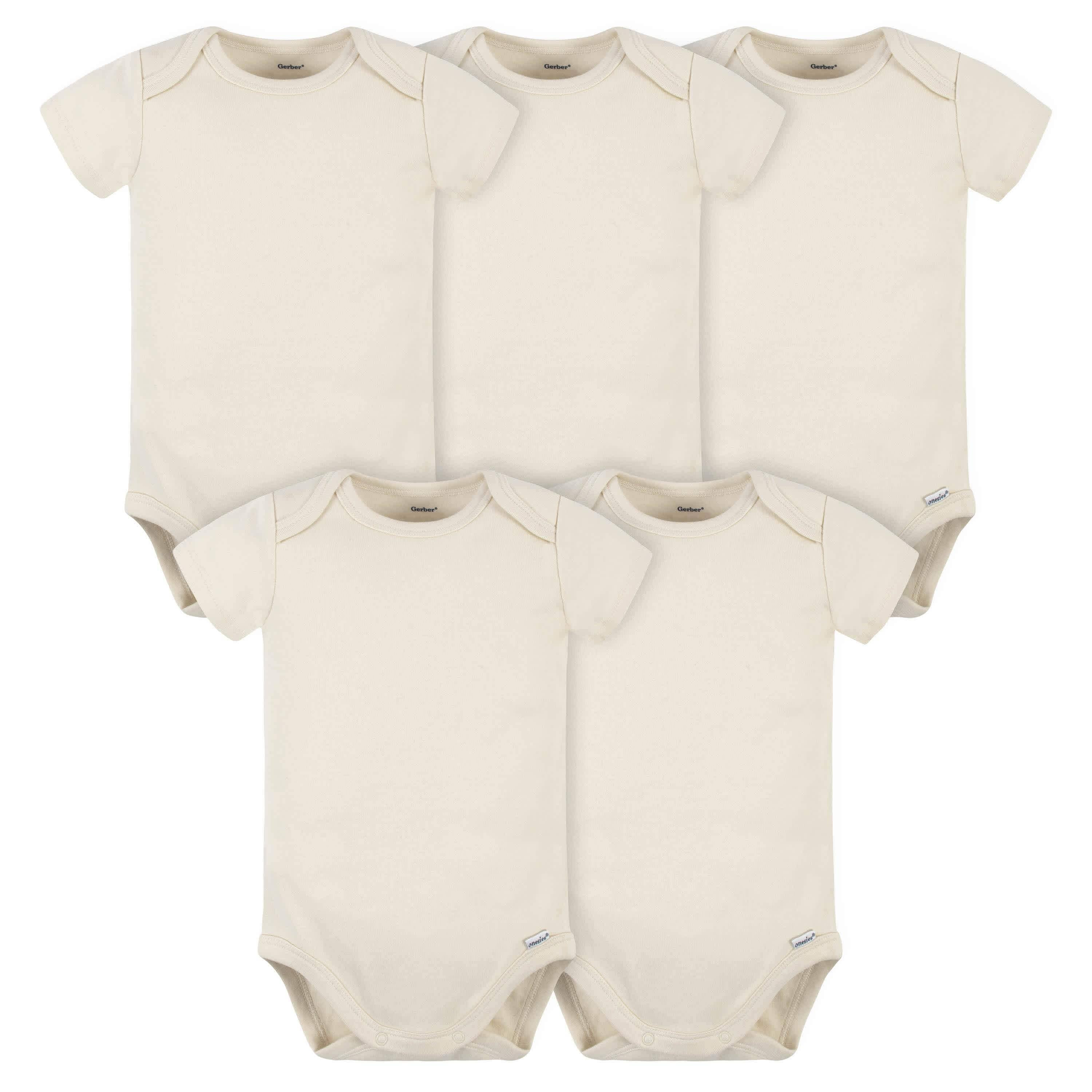 5-Pack Baby Natural Premium Short Sleeve Onesies® Bodysuits | Gerber Childrenswear