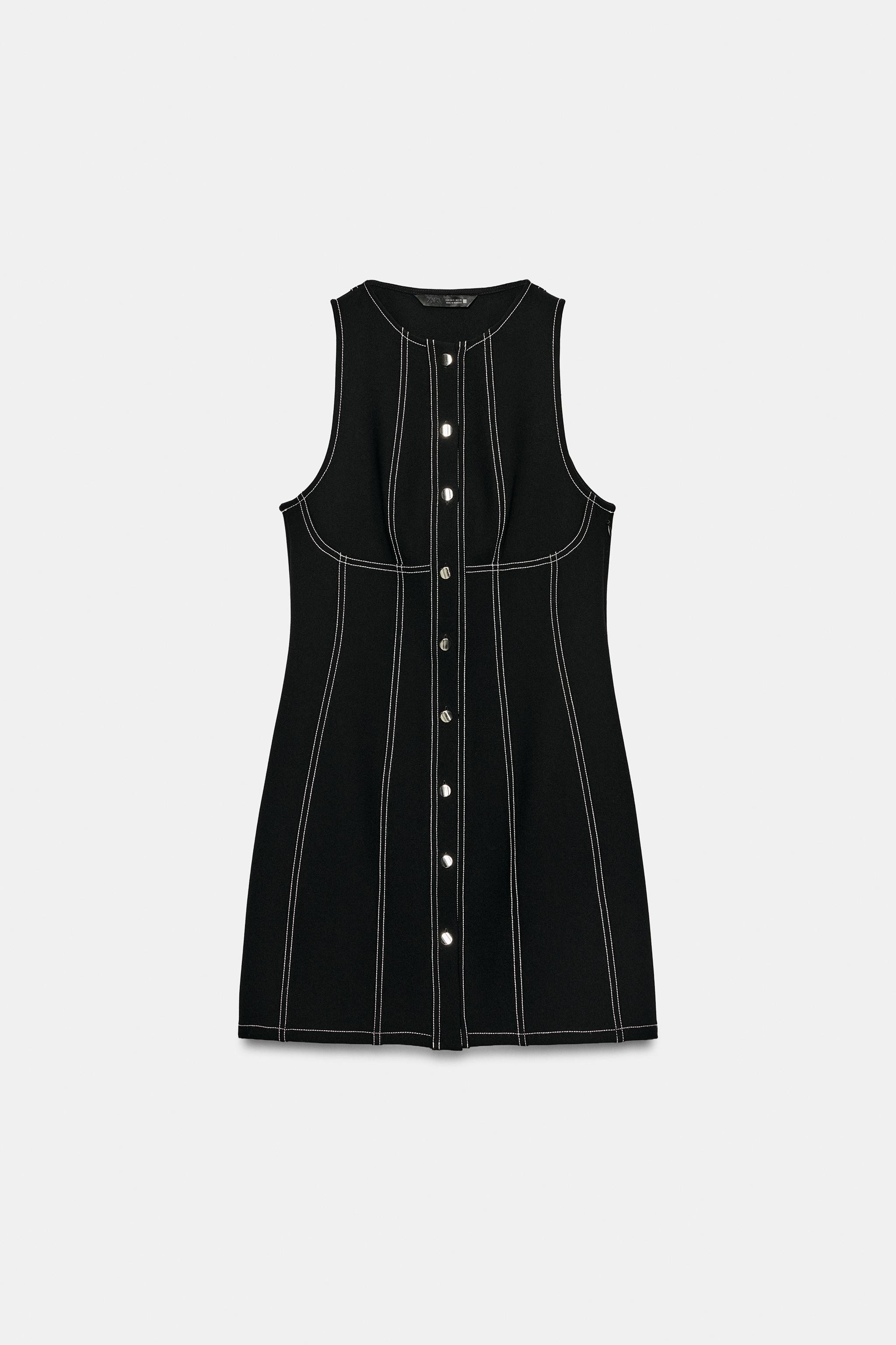Mini dress with a round neckline and sleeveless design. Featuring faux button detail at the front... | Zara IT