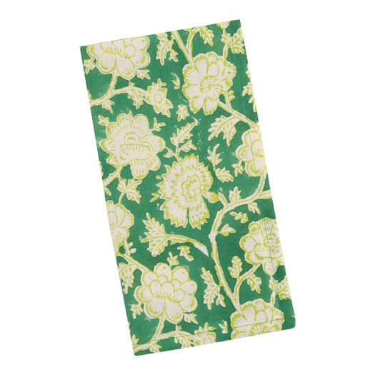 Green and Yellow Garden Floral Block Print Napkin by World Market | World Market