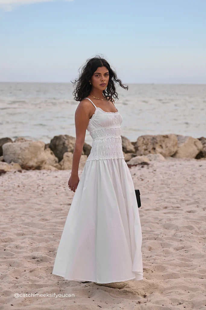 TOBY WHITE COTTON MIDI DRESS | DISSH